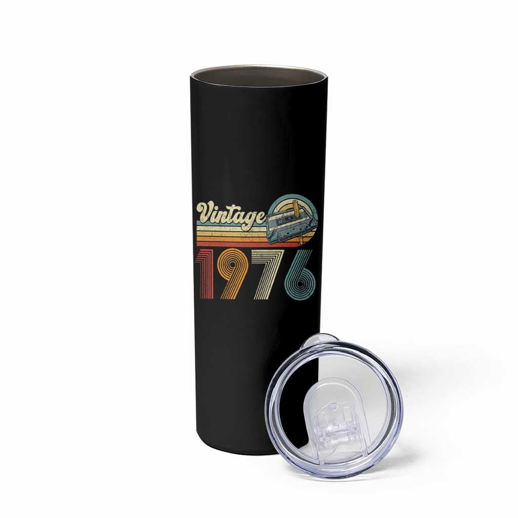 Vintage Sunset 1976 Retro Cassette Skinny Tumbler Mechanical Dial Tech Nostalgia 50th Birthday