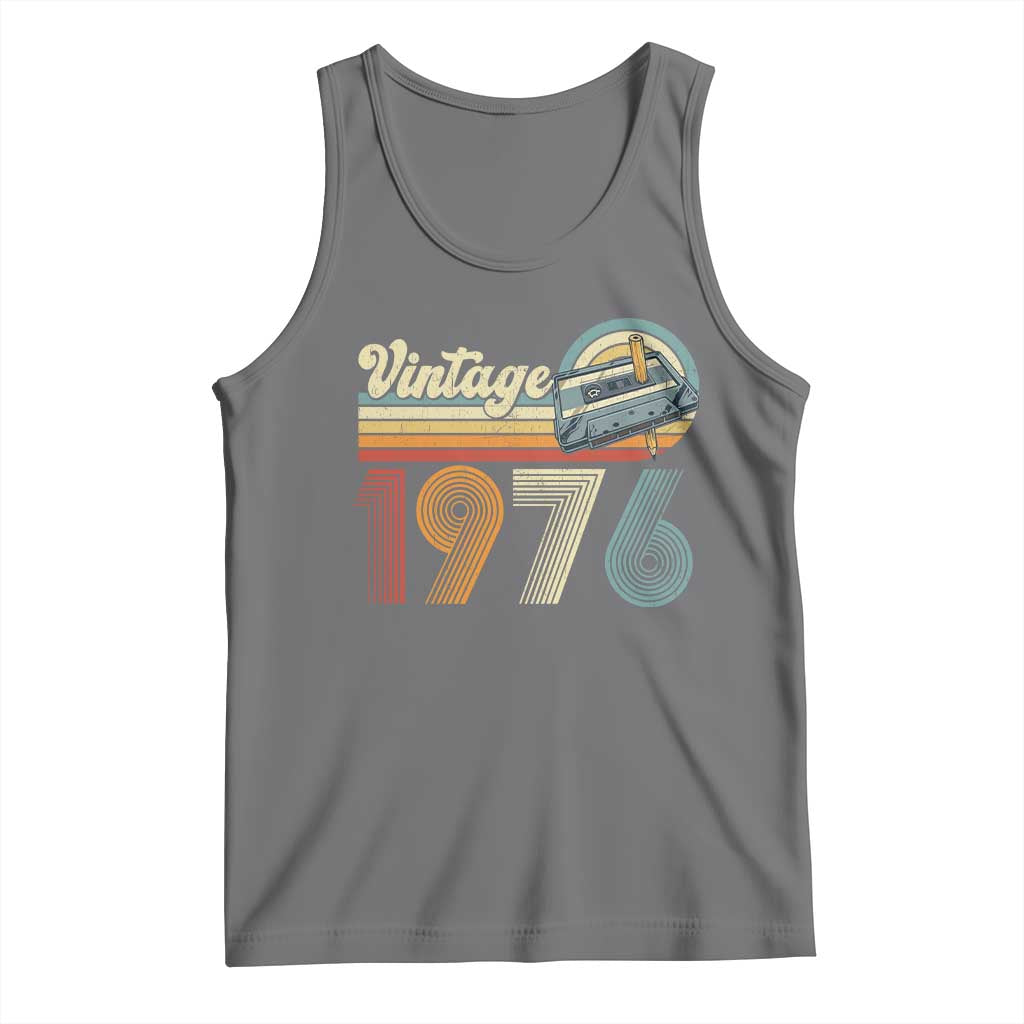 Vintage Sunset 1976 Retro Cassette Tank Top Mechanical Dial Tech Nostalgia 50th Birthday