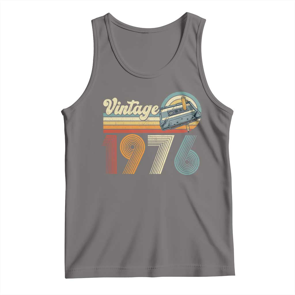 Vintage Sunset 1976 Retro Cassette Tank Top Mechanical Dial Tech Nostalgia 50th Birthday