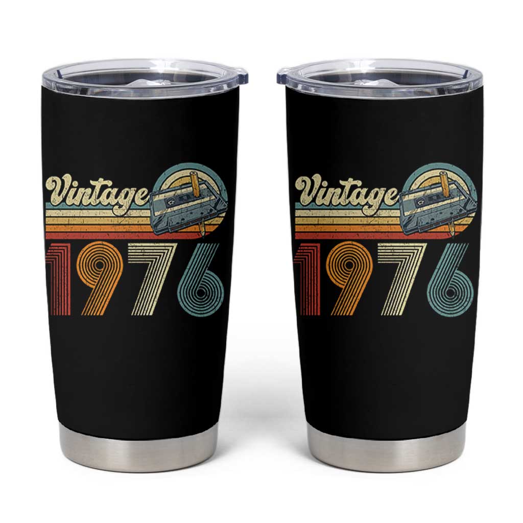 Vintage Sunset 1976 Retro Cassette Tumbler Cup Mechanical Dial Tech Nostalgia 50th Birthday