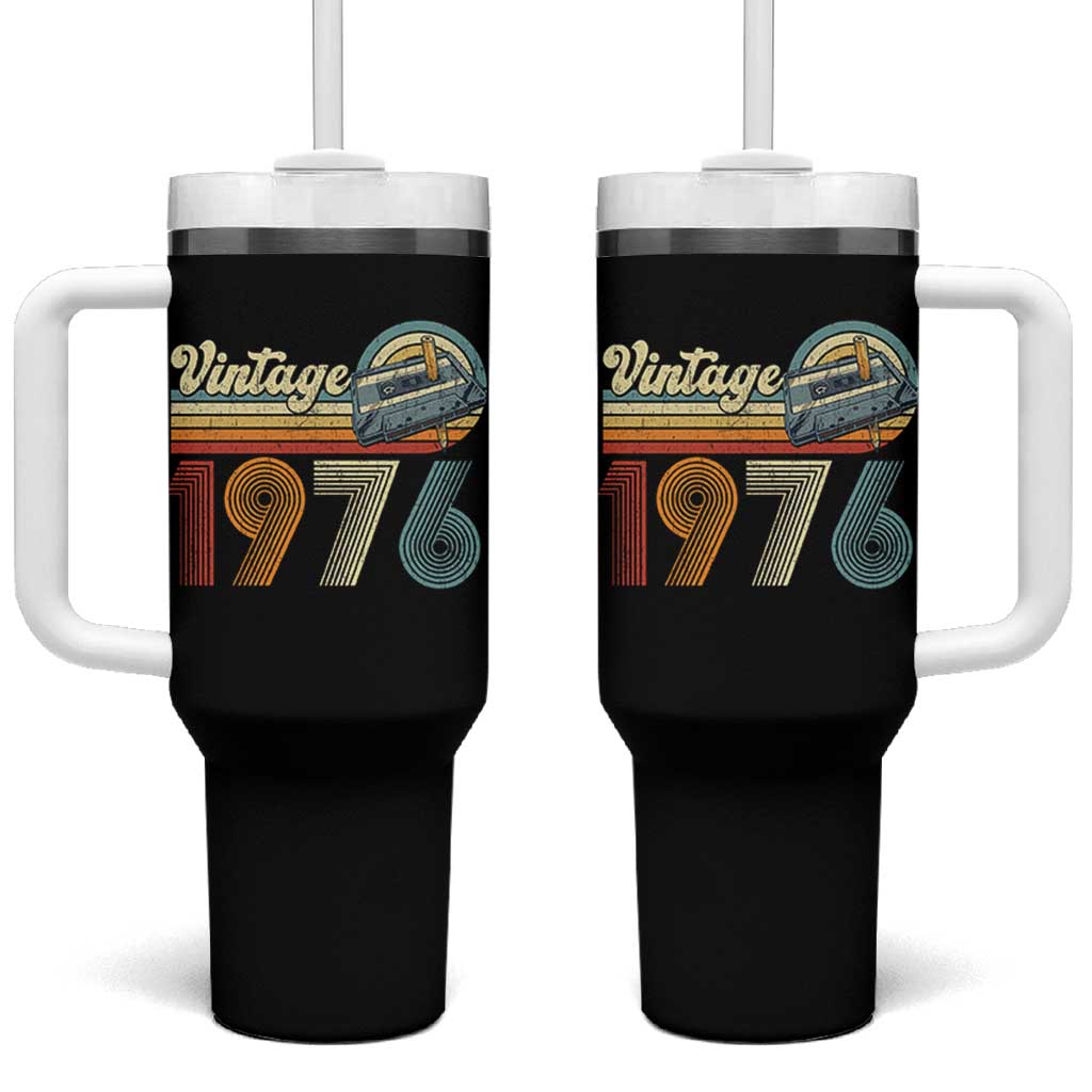 Vintage Sunset 1976 Retro Cassette Tumbler With Handle Mechanical Dial Tech Nostalgia 50th Birthday