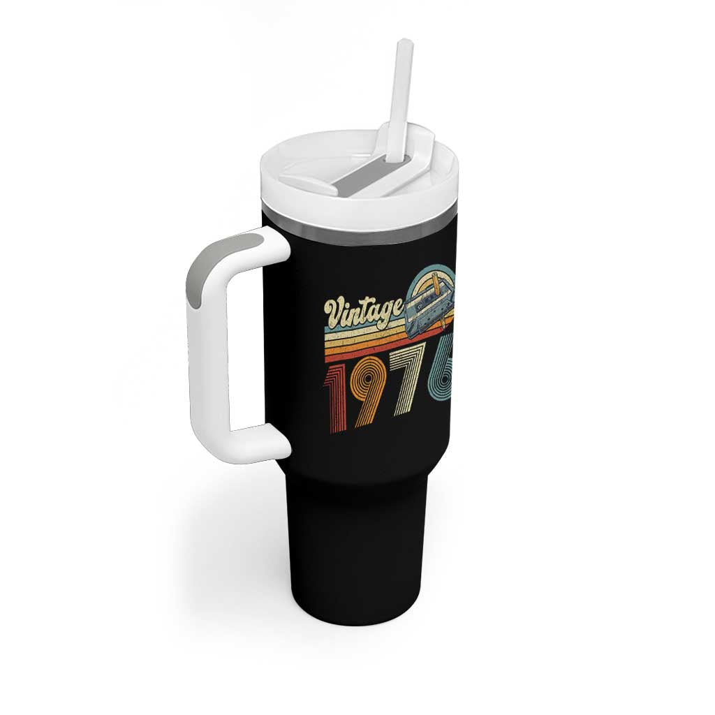 Vintage Sunset 1976 Retro Cassette Tumbler With Handle Mechanical Dial Tech Nostalgia 50th Birthday