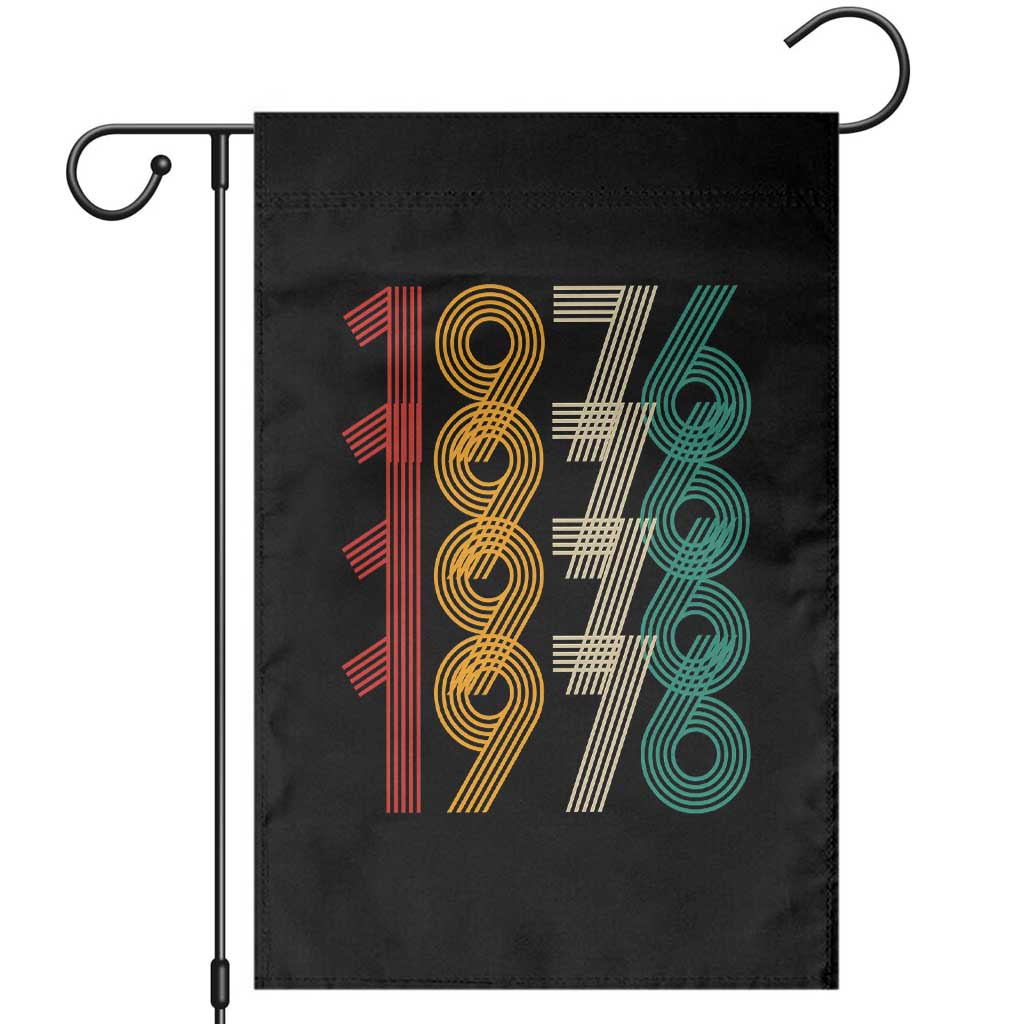Retro 1976 Multi Line Neon Pop Typography Garden Flag Vintage 50th Birthday Gift