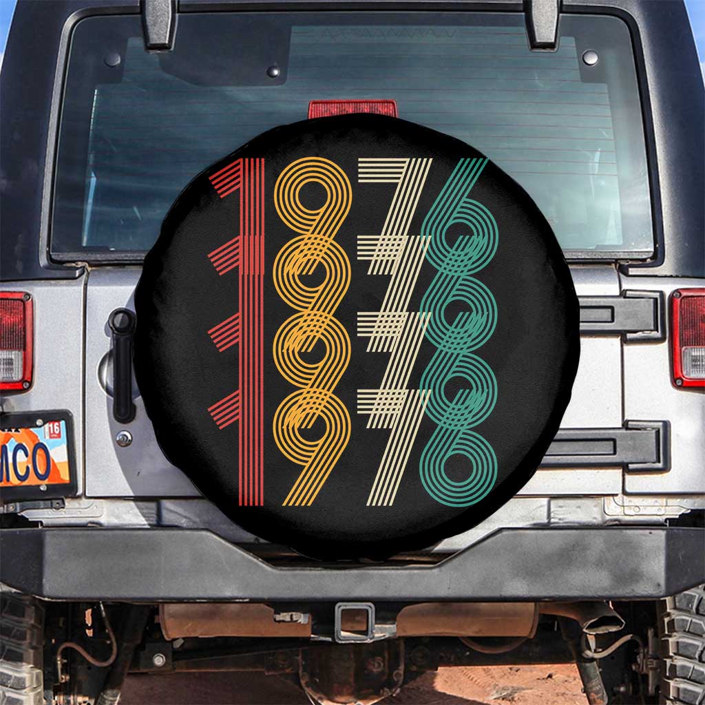 Retro 1976 Multi Line Neon Pop Typography Spare Tire Cover Vintage 50th Birthday Gift