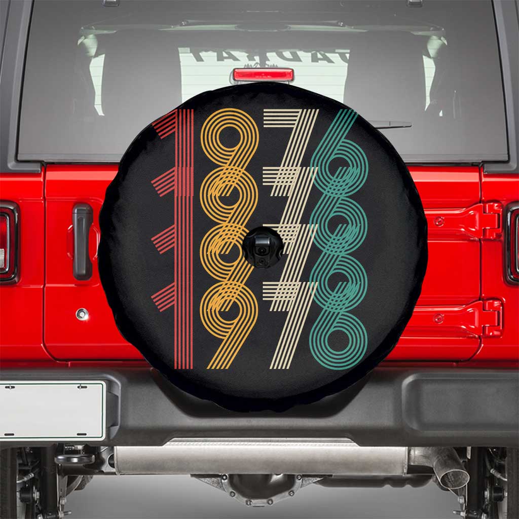 Retro 1976 Multi Line Neon Pop Typography Spare Tire Cover Vintage 50th Birthday Gift