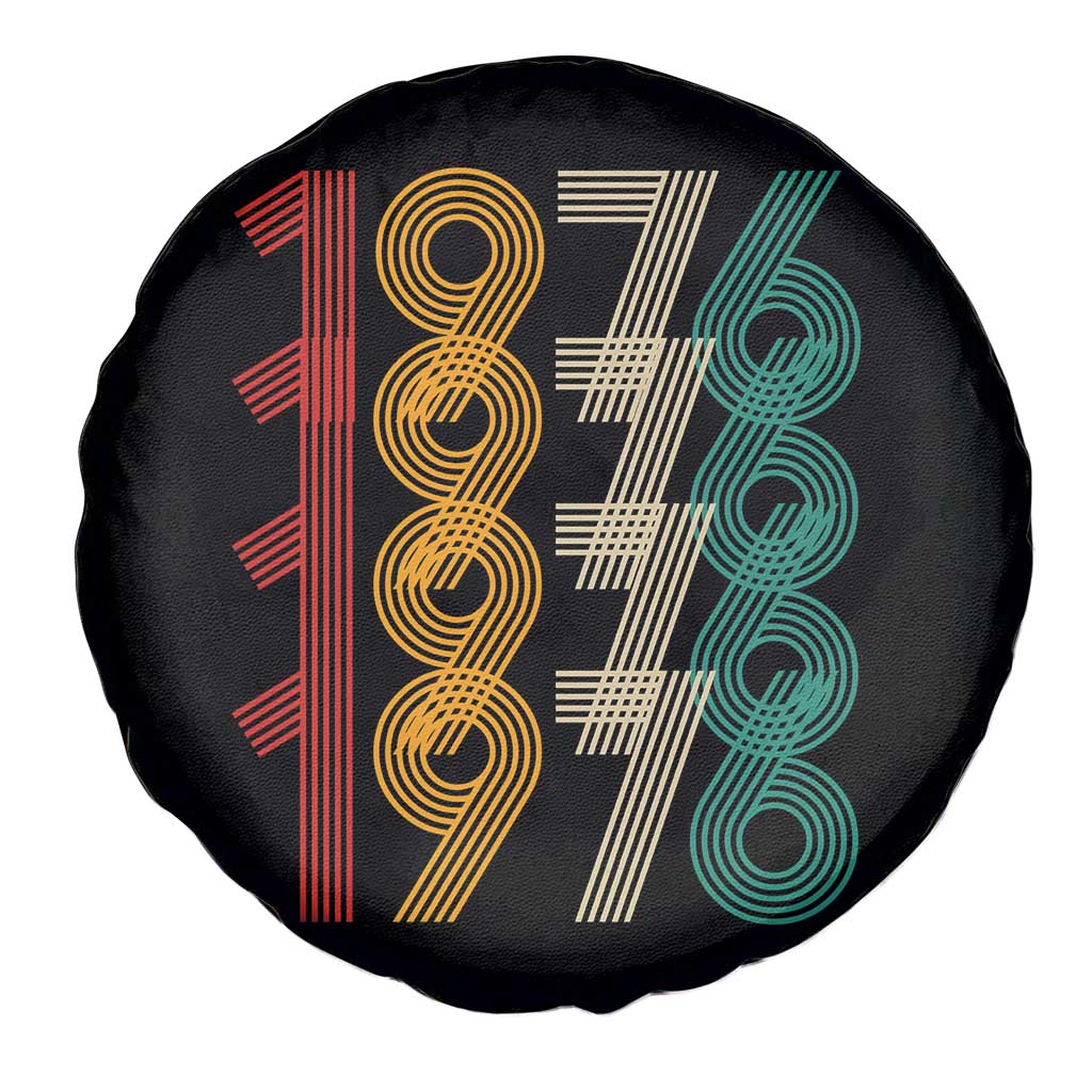 Retro 1976 Multi Line Neon Pop Typography Spare Tire Cover Vintage 50th Birthday Gift