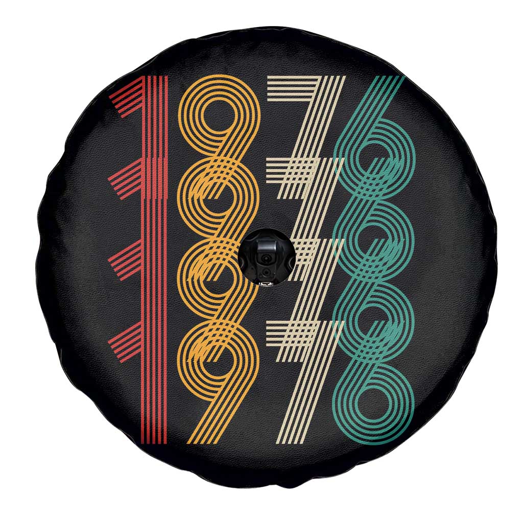 Retro 1976 Multi Line Neon Pop Typography Spare Tire Cover Vintage 50th Birthday Gift