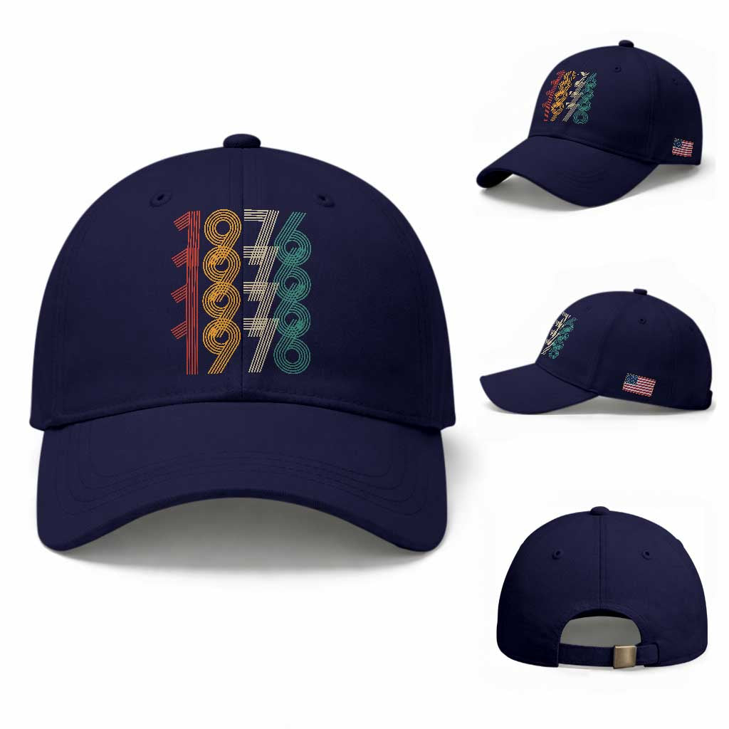 Retro 1976 Multi Line Neon Pop Typography Baseball Cap Vintage 50th Birthday Gift