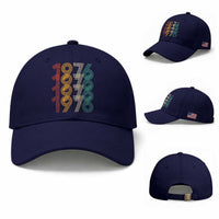 Retro 1976 Multi Line Neon Pop Typography Baseball Cap Vintage 50th Birthday Gift