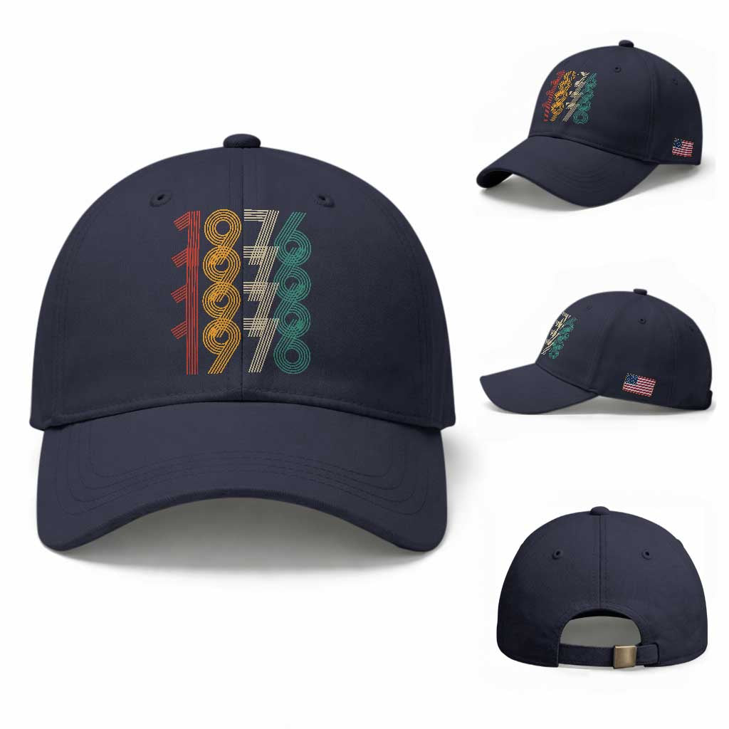 Retro 1976 Multi Line Neon Pop Typography Baseball Cap Vintage 50th Birthday Gift