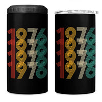Retro 1976 Multi Line Neon Pop Typography 4 in 1 Can Cooler Tumbler Vintage 50th Birthday Gift