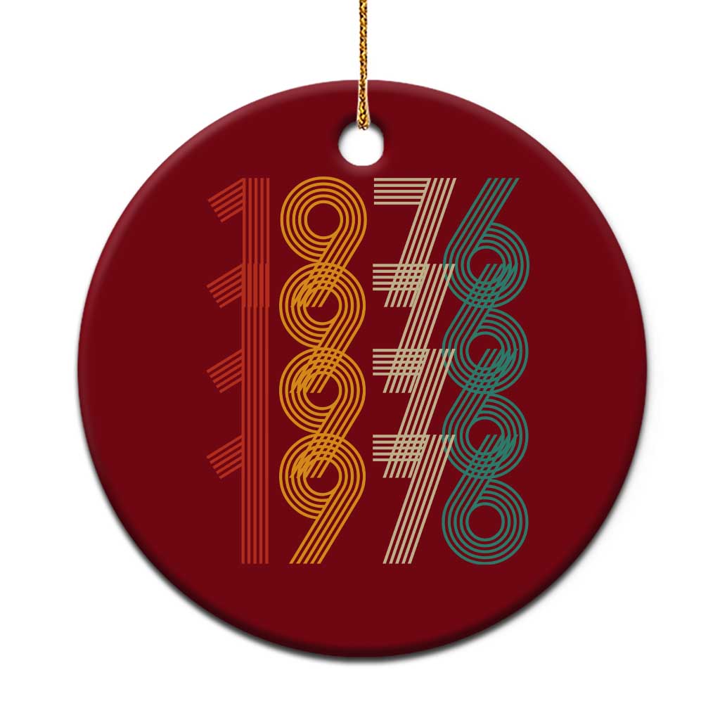 Retro 1976 Multi Line Neon Pop Typography Ceramic Ornament Vintage 50th Birthday Gift