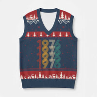 Retro 1976 Multi Line Neon Pop Typography V-Neck Knit Sweater Vest Vintage 50th Birthday Gift