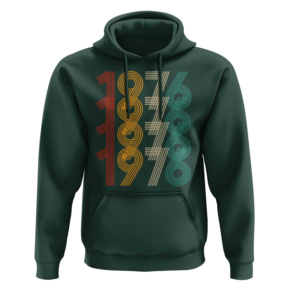 Retro 1976 Multi Line Neon Pop Typography Hoodie Vintage 50th Birthday Gift