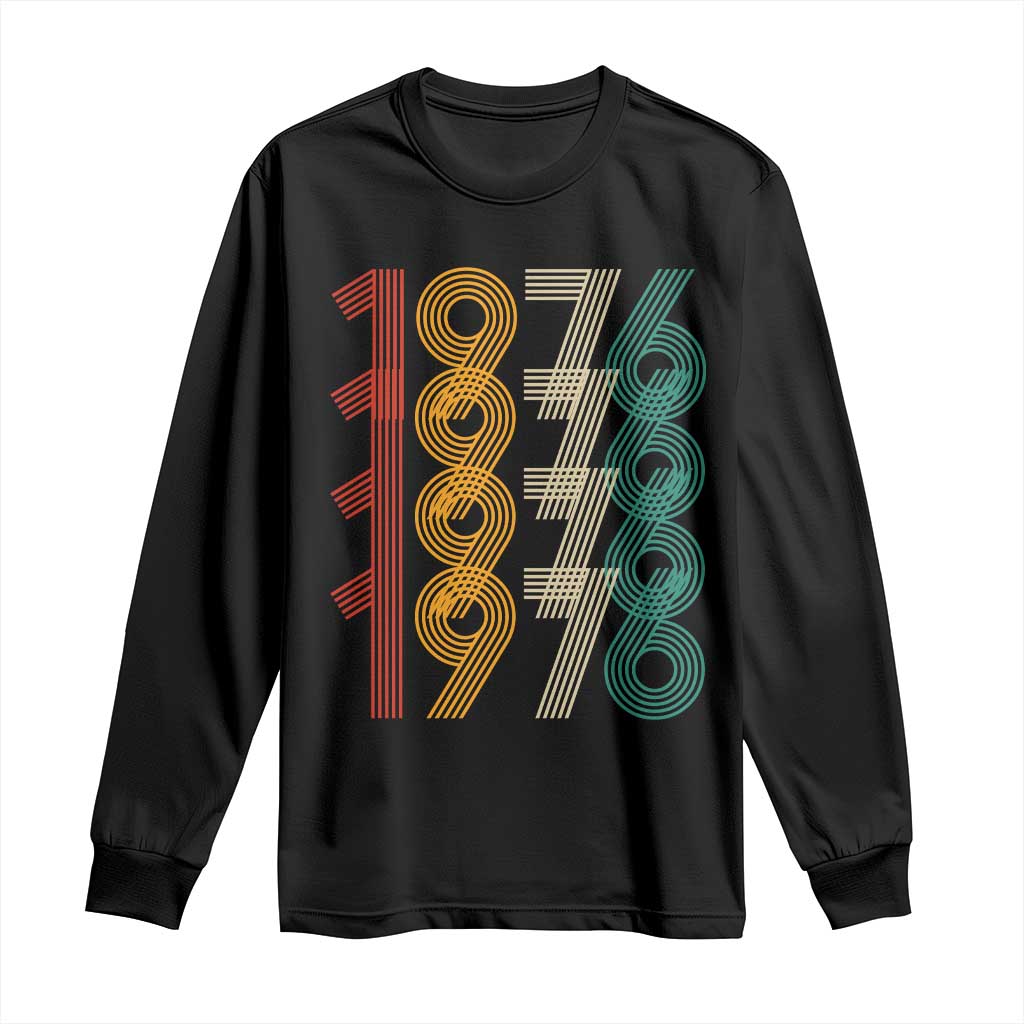 Retro 1976 Multi Line Neon Pop Typography Long Sleeve Shirt Vintage 50th Birthday Gift