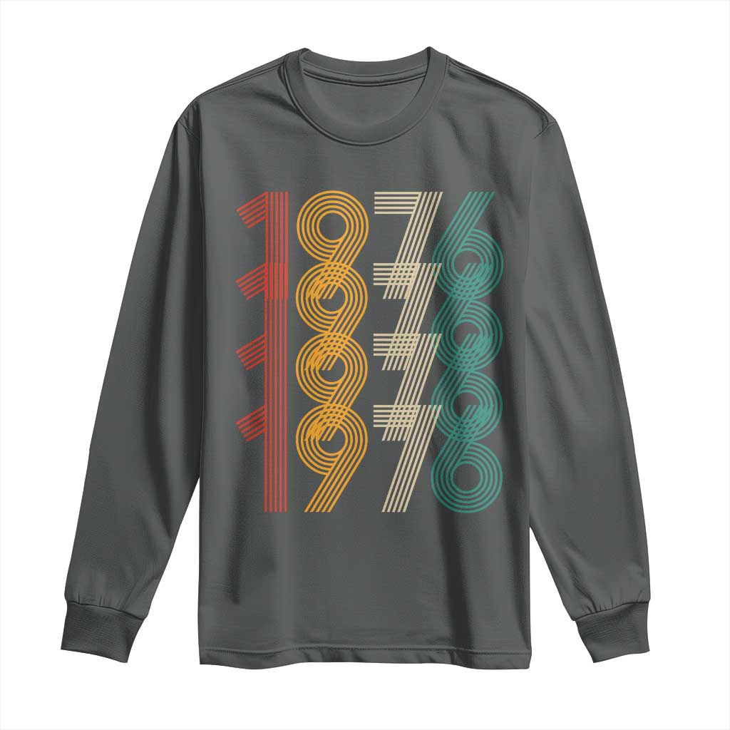 Retro 1976 Multi Line Neon Pop Typography Long Sleeve Shirt Vintage 50th Birthday Gift
