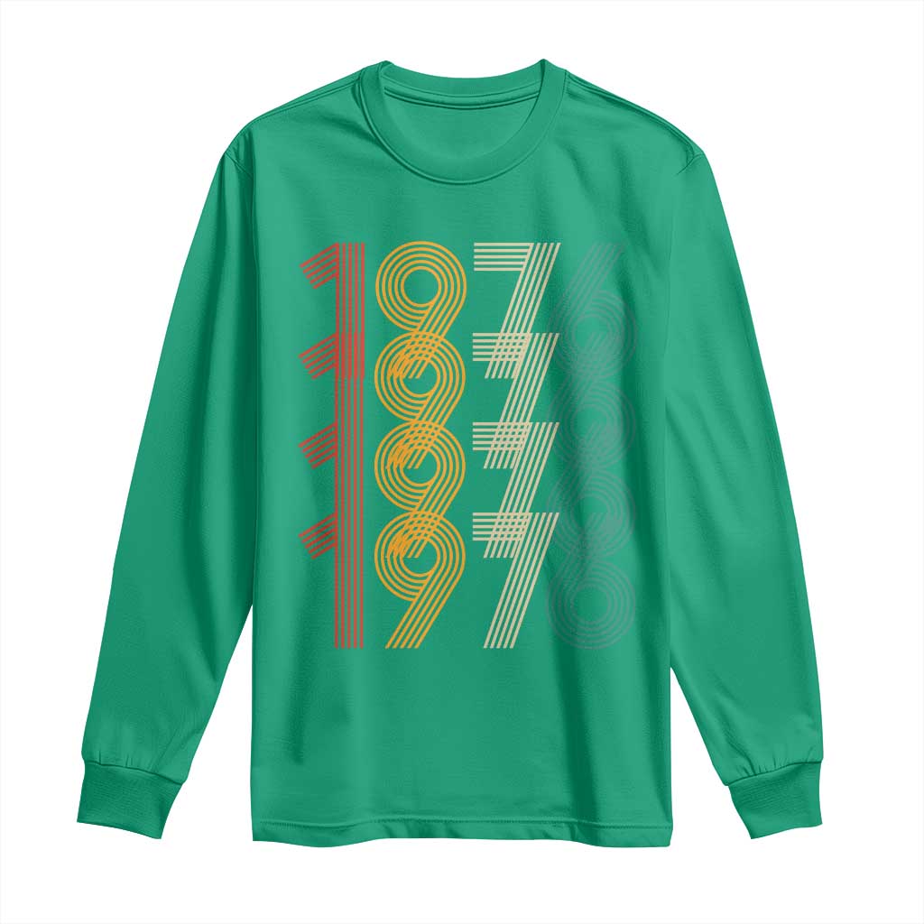 Retro 1976 Multi Line Neon Pop Typography Long Sleeve Shirt Vintage 50th Birthday Gift