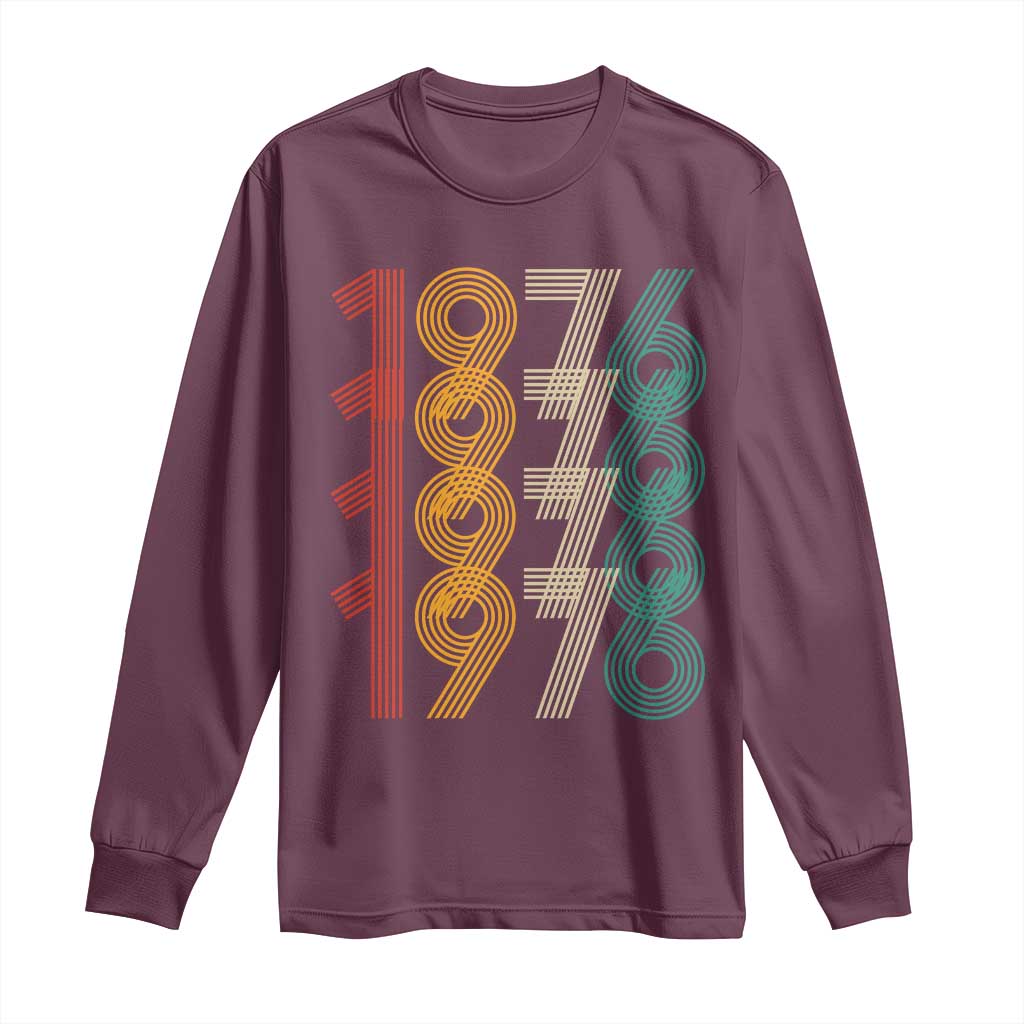 Retro 1976 Multi Line Neon Pop Typography Long Sleeve Shirt Vintage 50th Birthday Gift