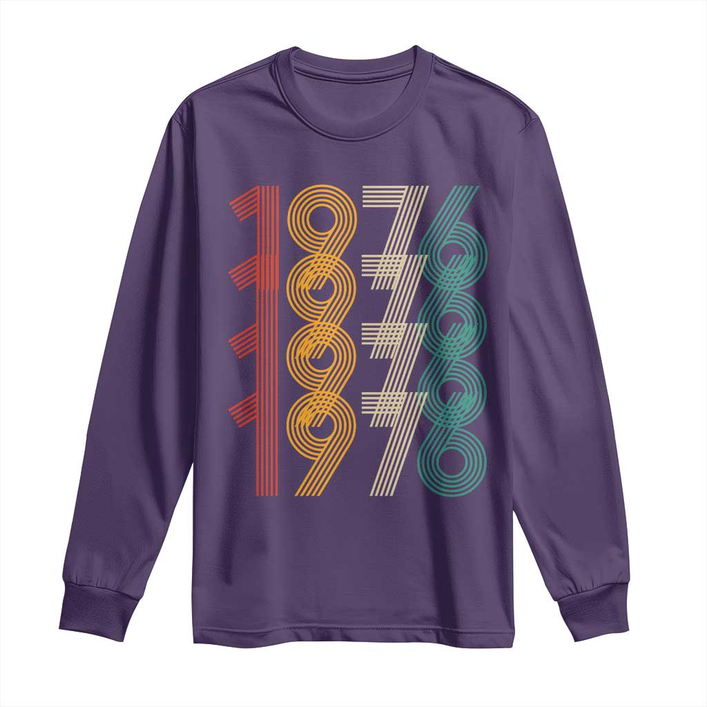 Retro 1976 Multi Line Neon Pop Typography Long Sleeve Shirt Vintage 50th Birthday Gift