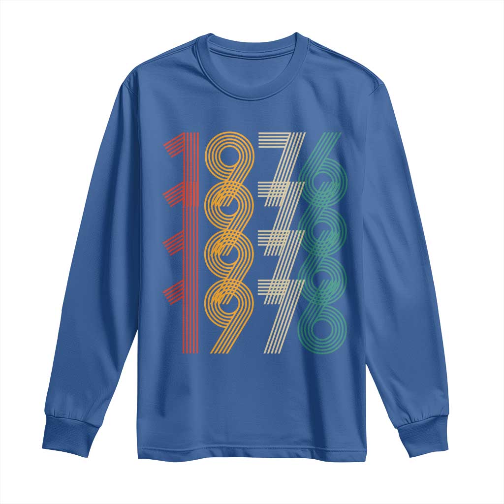 Retro 1976 Multi Line Neon Pop Typography Long Sleeve Shirt Vintage 50th Birthday Gift