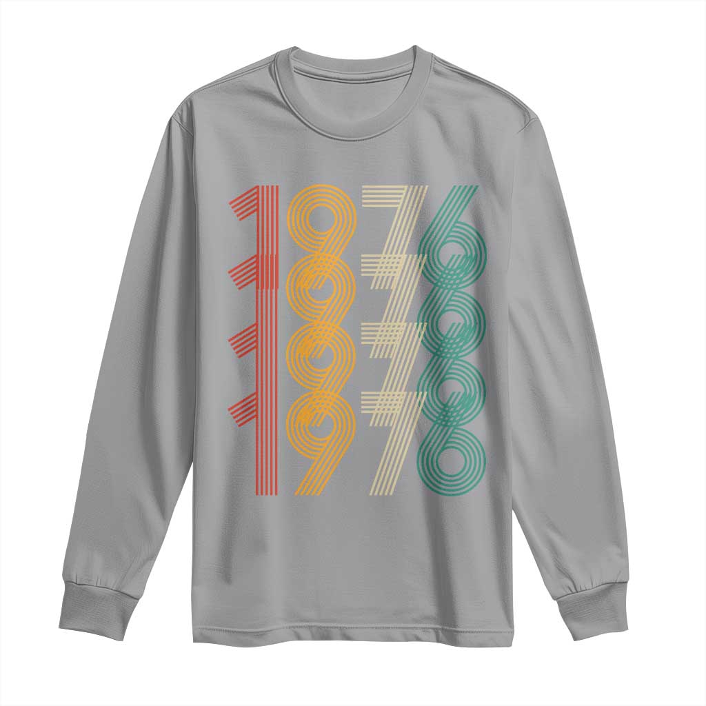 Retro 1976 Multi Line Neon Pop Typography Long Sleeve Shirt Vintage 50th Birthday Gift