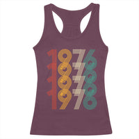 Retro 1976 Multi Line Neon Pop Typography Racerback Tank Top Vintage 50th Birthday Gift