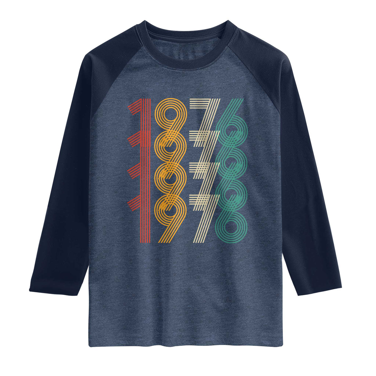 Retro 1976 Multi Line Neon Pop Typography Raglan Shirt Vintage 50th Birthday Gift