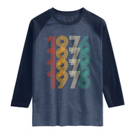 Retro 1976 Multi Line Neon Pop Typography Raglan Shirt Vintage 50th Birthday Gift