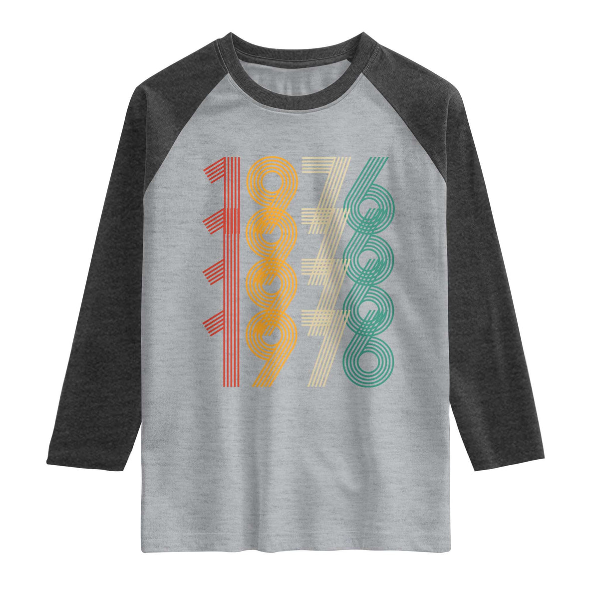 Retro 1976 Multi Line Neon Pop Typography Raglan Shirt Vintage 50th Birthday Gift