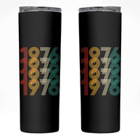 Retro 1976 Multi Line Neon Pop Typography Skinny Tumbler Vintage 50th Birthday Gift