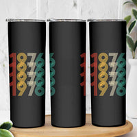 Retro 1976 Multi Line Neon Pop Typography Skinny Tumbler Vintage 50th Birthday Gift