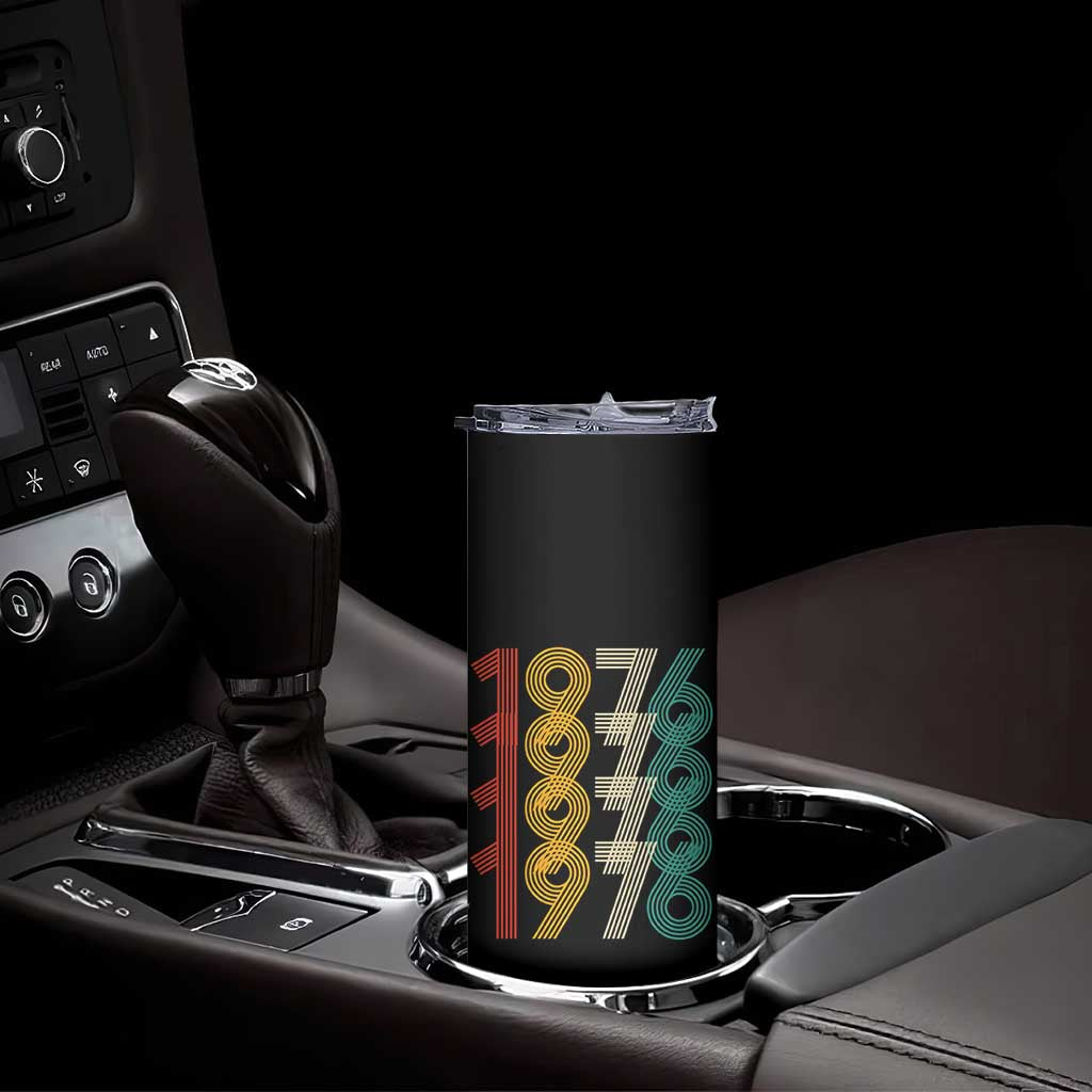 Retro 1976 Multi Line Neon Pop Typography Skinny Tumbler Vintage 50th Birthday Gift