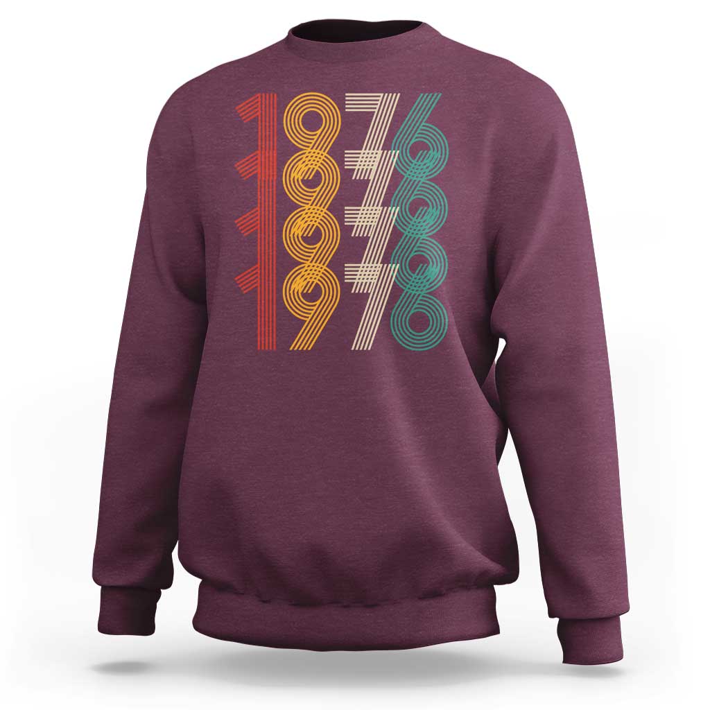 Retro 1976 Multi Line Neon Pop Typography Sweatshirt Vintage 50th Birthday Gift