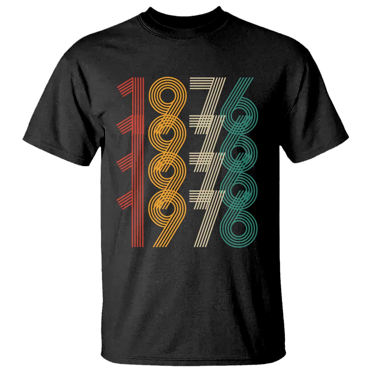 Retro 1976 Multi Line Neon Pop Typography T Shirt Vintage 50th Birthday Gift