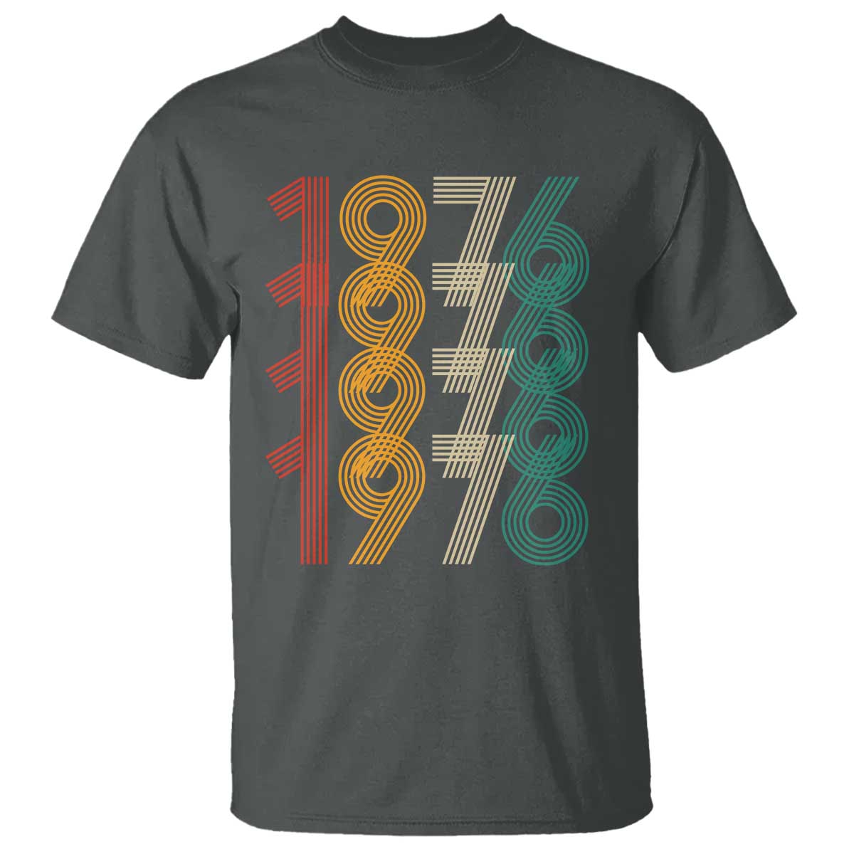 Retro 1976 Multi Line Neon Pop Typography T Shirt Vintage 50th Birthday Gift