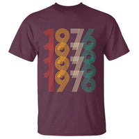 Retro 1976 Multi Line Neon Pop Typography T Shirt Vintage 50th Birthday Gift