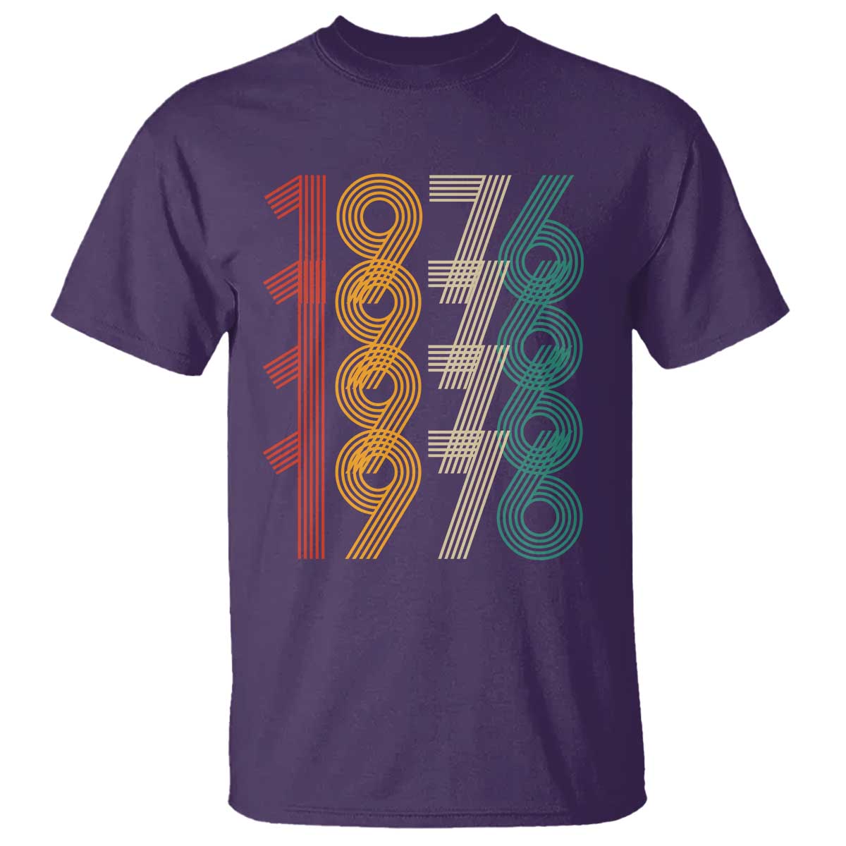 Retro 1976 Multi Line Neon Pop Typography T Shirt Vintage 50th Birthday Gift