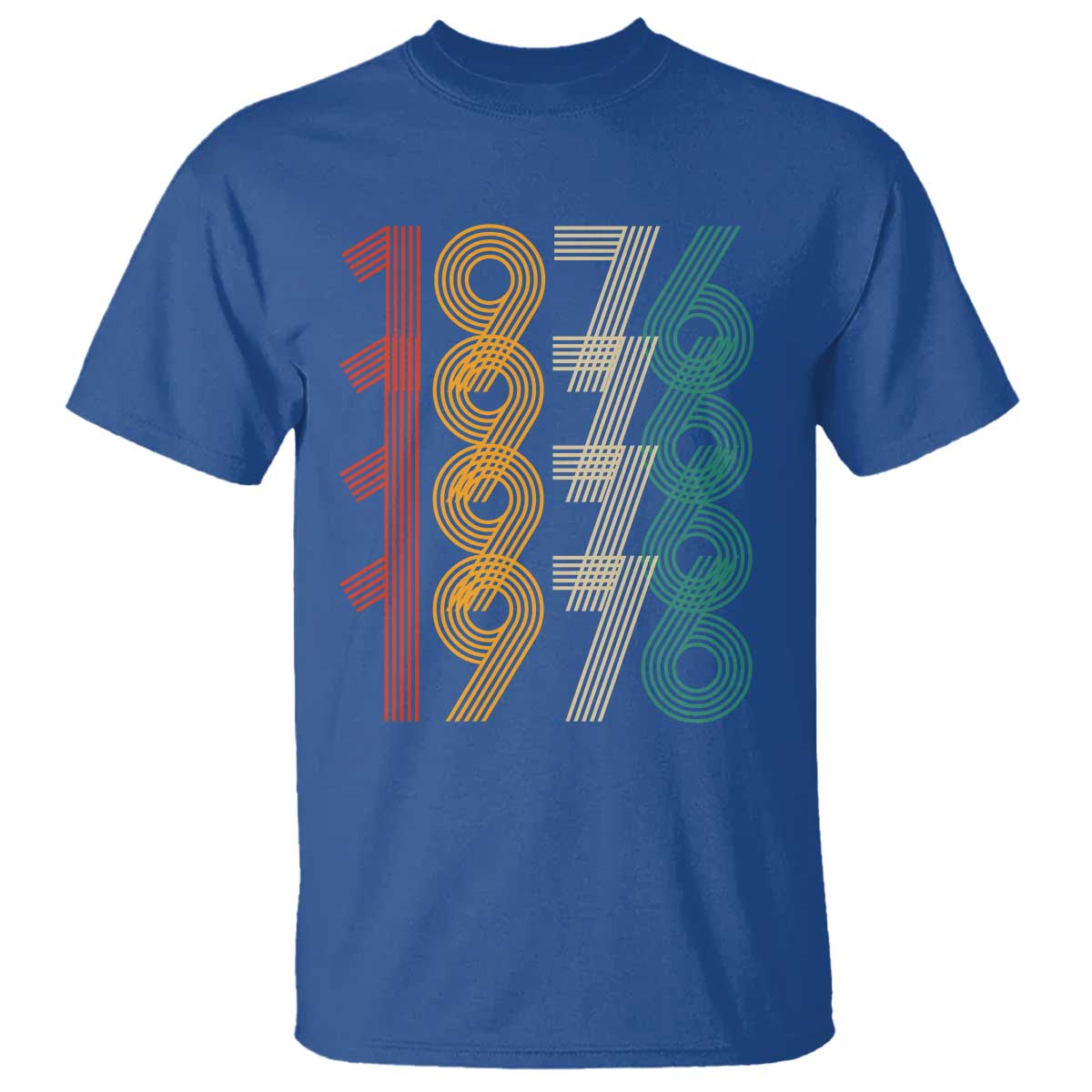 Retro 1976 Multi Line Neon Pop Typography T Shirt Vintage 50th Birthday Gift