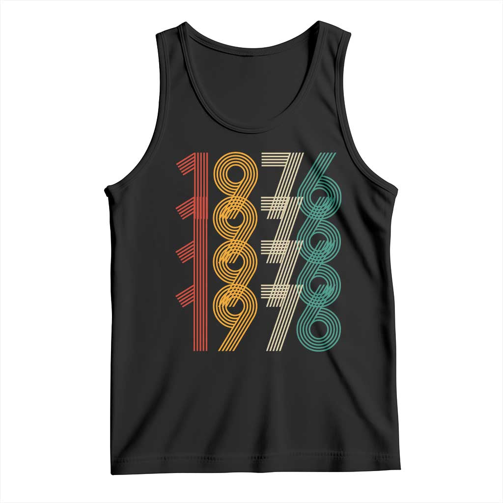 Retro 1976 Multi Line Neon Pop Typography Tank Top Vintage 50th Birthday Gift