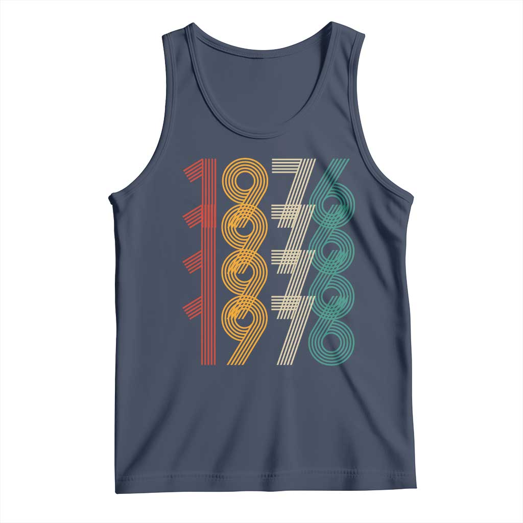 Retro 1976 Multi Line Neon Pop Typography Tank Top Vintage 50th Birthday Gift