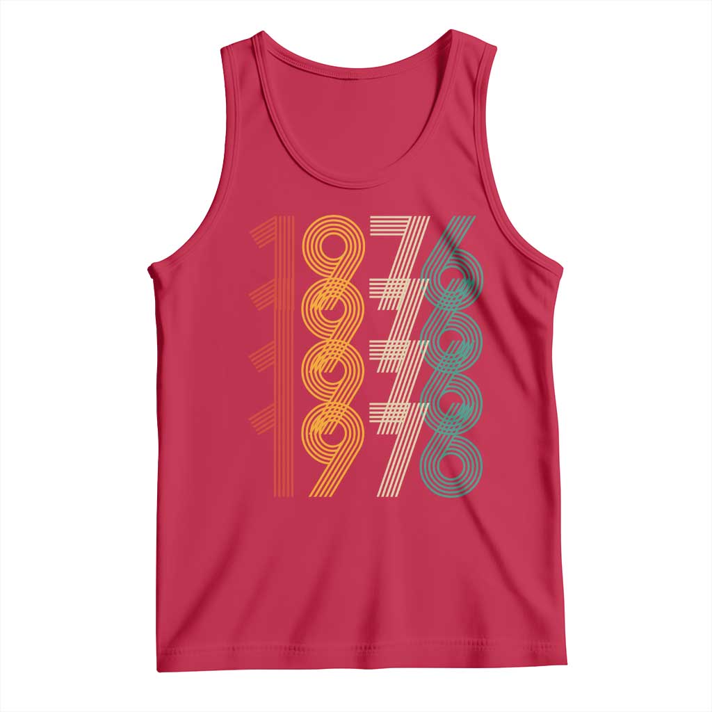 Retro 1976 Multi Line Neon Pop Typography Tank Top Vintage 50th Birthday Gift