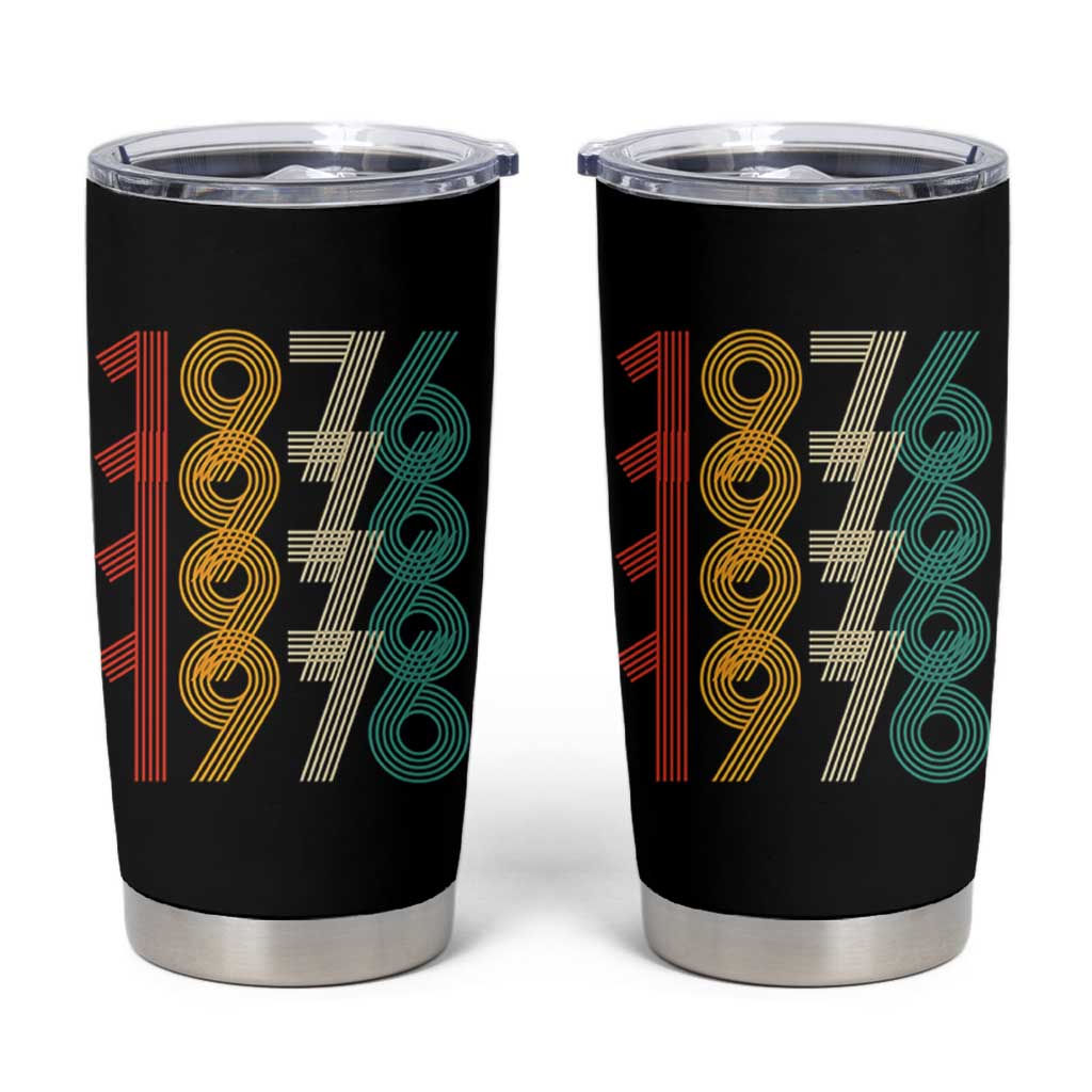 Retro 1976 Multi Line Neon Pop Typography Tumbler Cup Vintage 50th Birthday Gift
