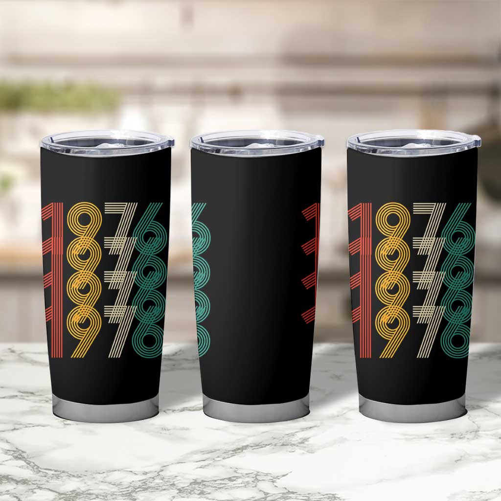 Retro 1976 Multi Line Neon Pop Typography Tumbler Cup Vintage 50th Birthday Gift