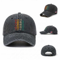 Retro 1976 Multi Line Neon Pop Typography Washed Cotton Baseball Cap Vintage 50th Birthday Gift