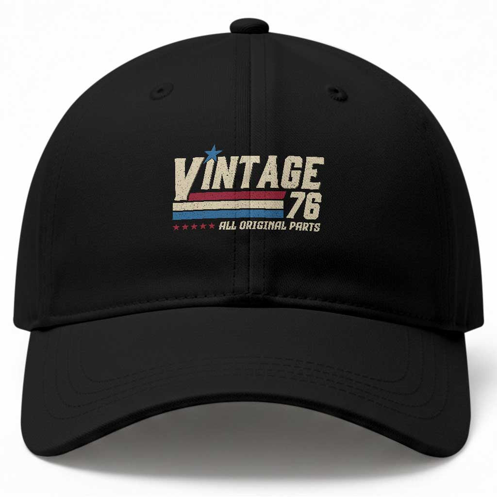 Vintage 76 All Original Parts Baseball Cap Retro Stripe Patriotic 50th Birthday