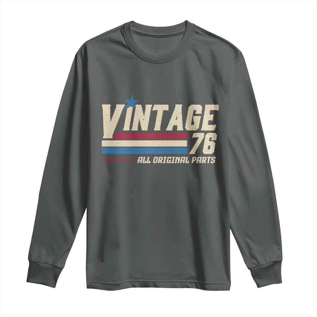 Vintage 76 All Original Parts Long Sleeve Shirt Retro Stripe Patriotic 50th Birthday