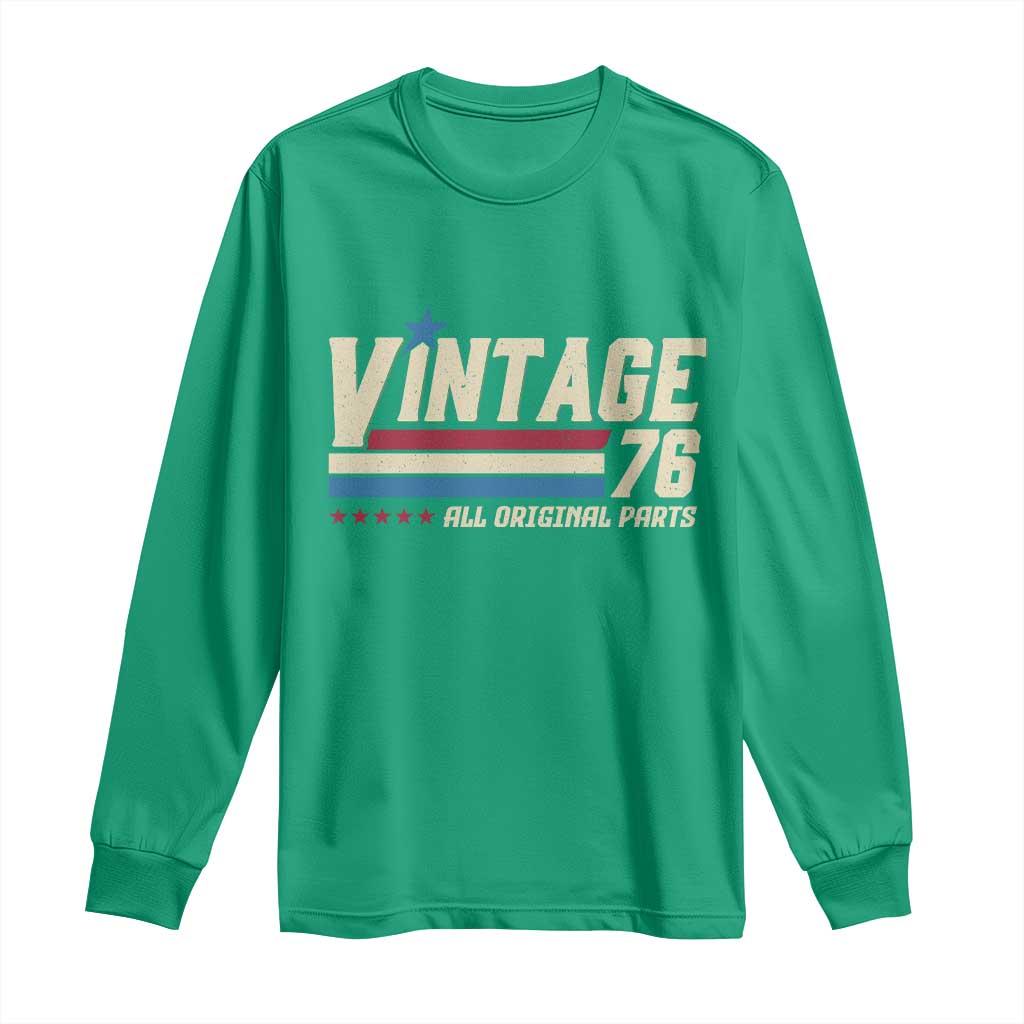 Vintage 76 All Original Parts Long Sleeve Shirt Retro Stripe Patriotic 50th Birthday