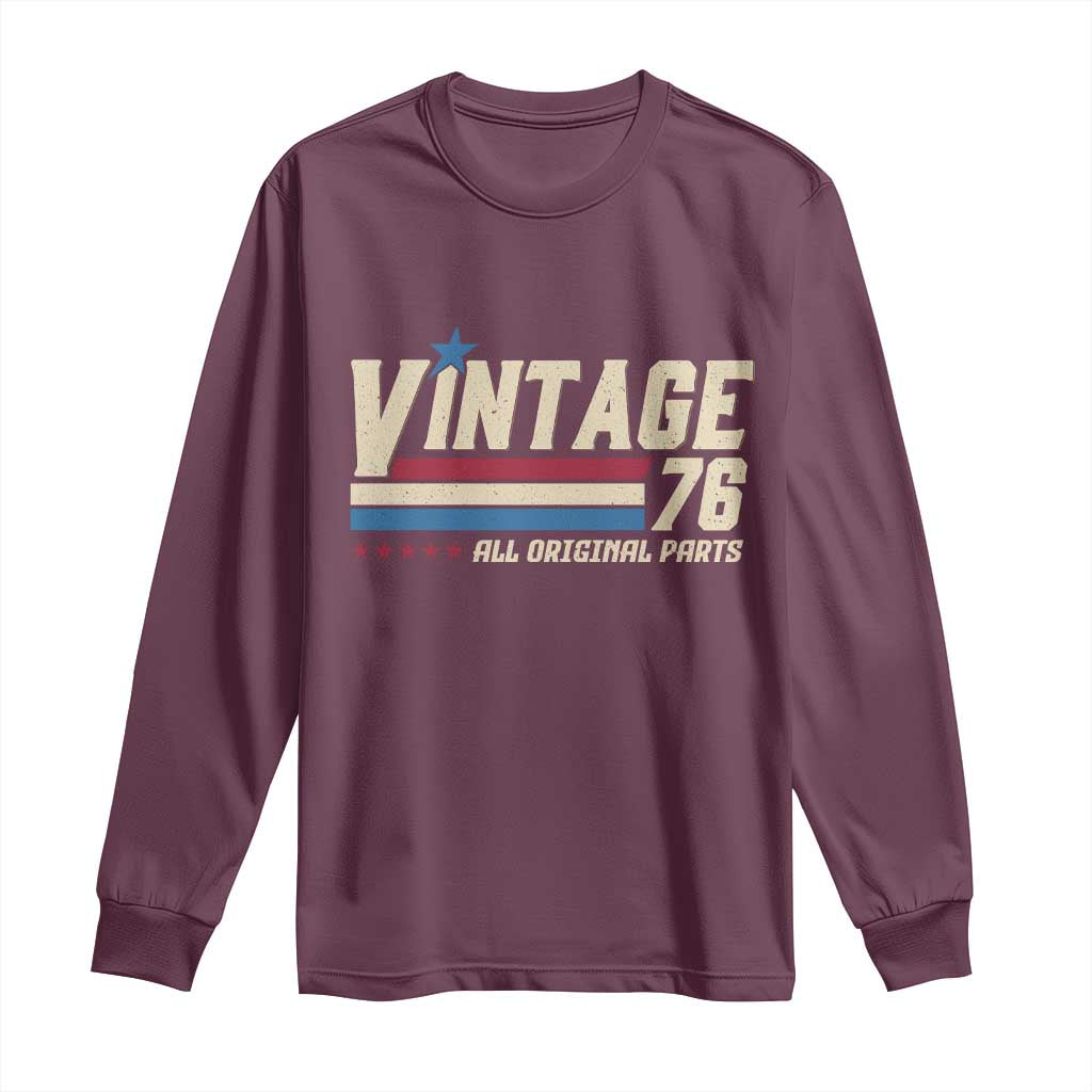 Vintage 76 All Original Parts Long Sleeve Shirt Retro Stripe Patriotic 50th Birthday