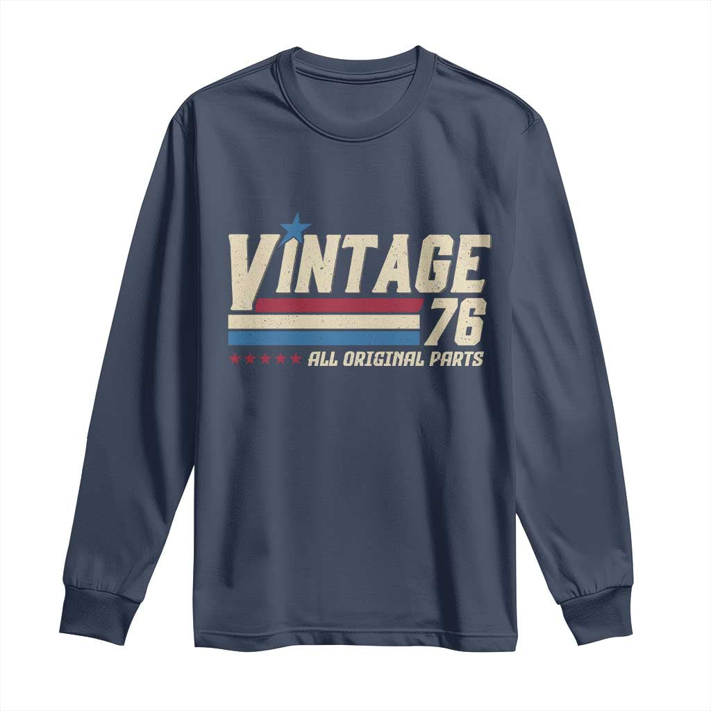 Vintage 76 All Original Parts Long Sleeve Shirt Retro Stripe Patriotic 50th Birthday