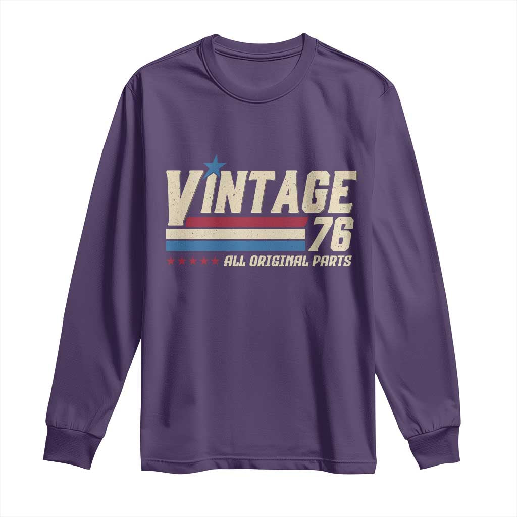 Vintage 76 All Original Parts Long Sleeve Shirt Retro Stripe Patriotic 50th Birthday